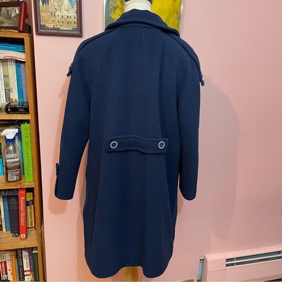 Vintage 1960s Unique Navy Blue and Silver 100% Wool Overcoat - Picture 7 of 16